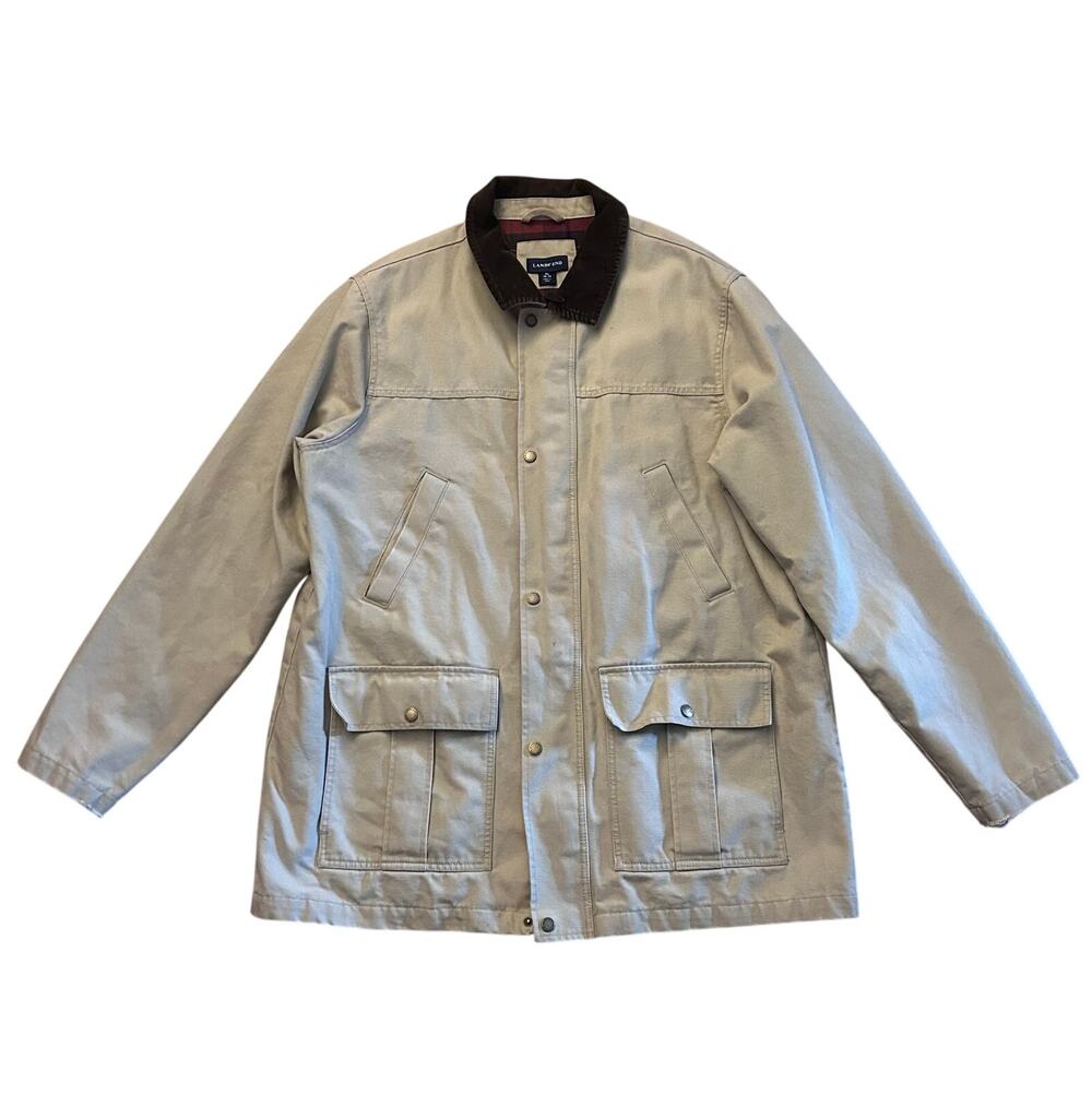 Vtg Lands' End Field Jacket XL Mens Chore Barn Coat Corduroy Collar Lined